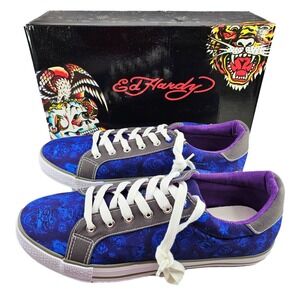 New Y2K Ed Hardy Canvas Sneakers Low‎ Top Tiger Graphic Skate Shoes Size 10